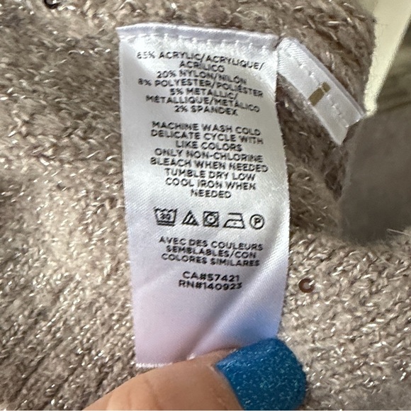 LOFT Beige V-Neck Sweater with Sparkle size 16/18 - Picture 7 of 7